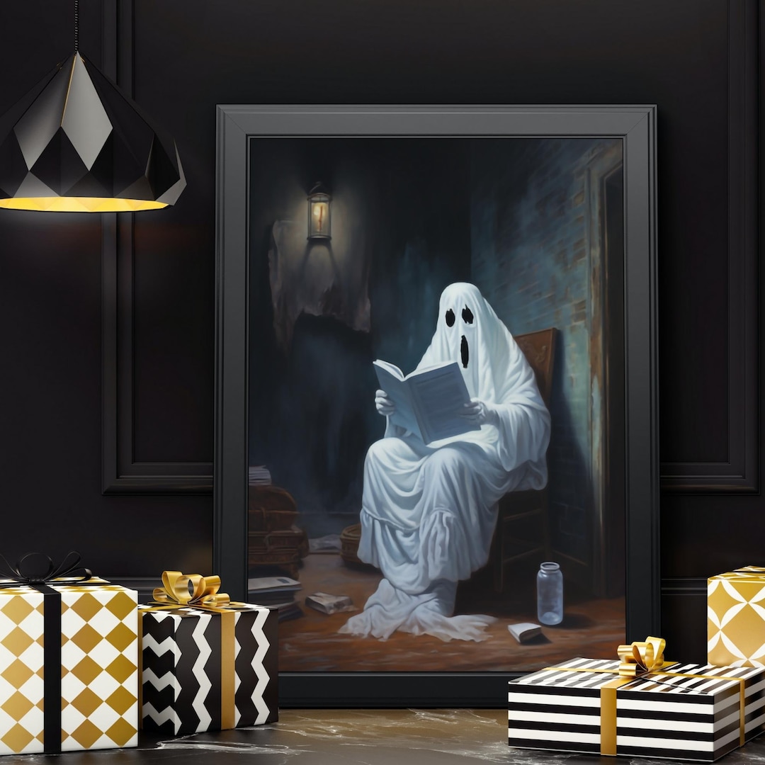 Vintage Moody Halloween Wall Art Printable Halloween Decor Ghost ...