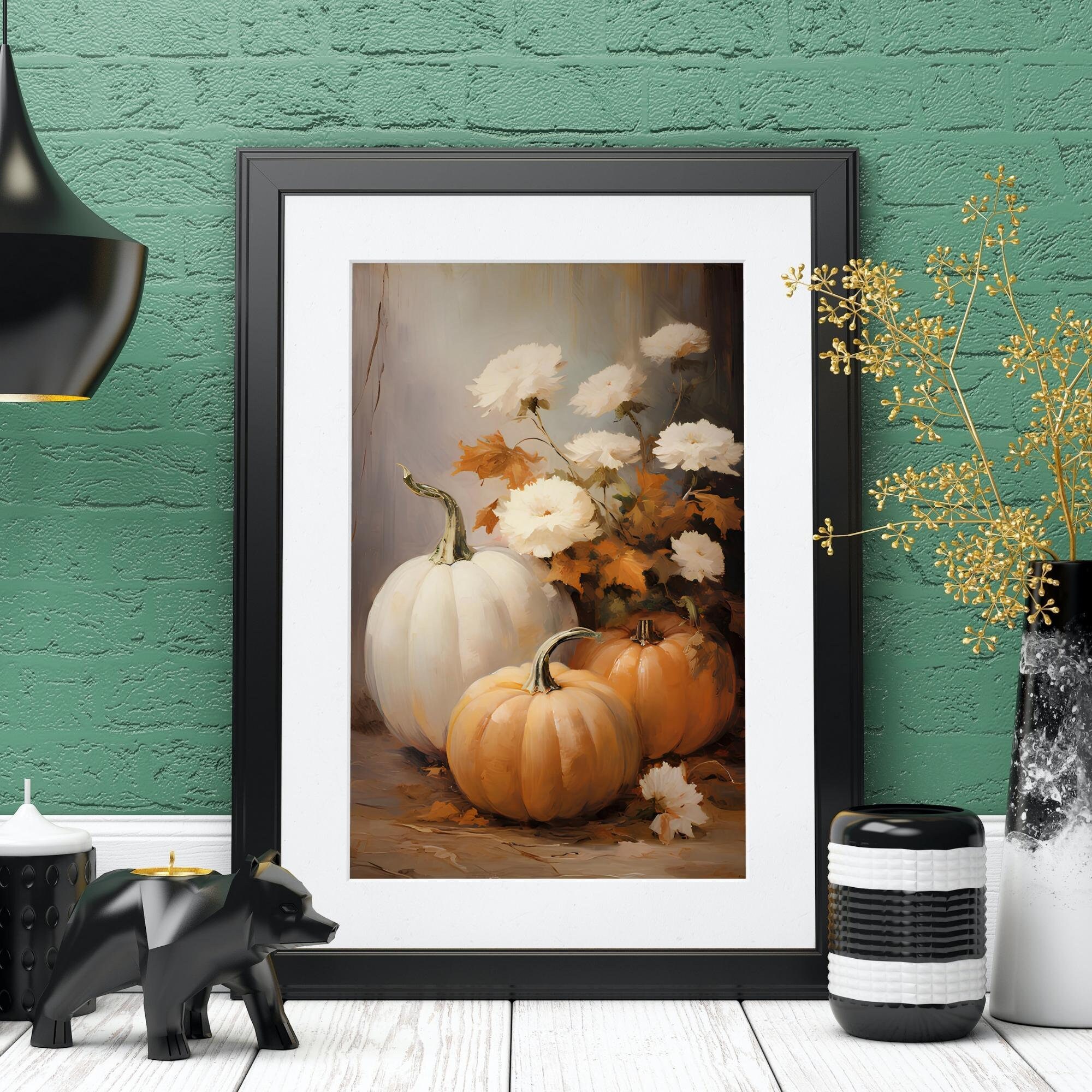 Fall Wall Decor Printable Pumpkin Still Life Painting Rustic Fall Art ...