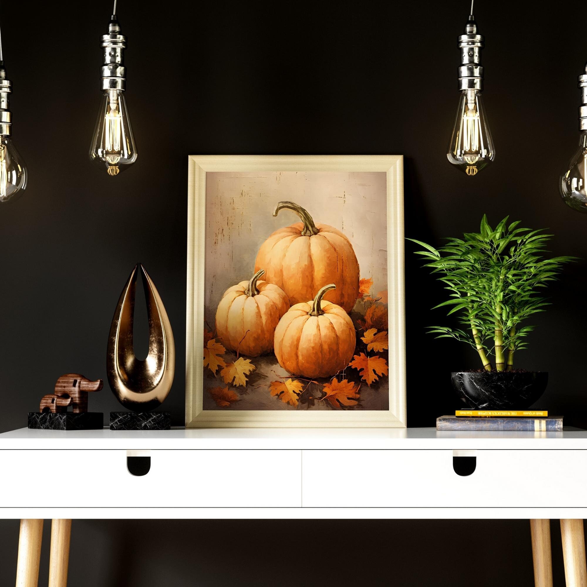 Pumpkin Fall Wall Decor Printable Pumpkin Still Life Painting Rustic ...