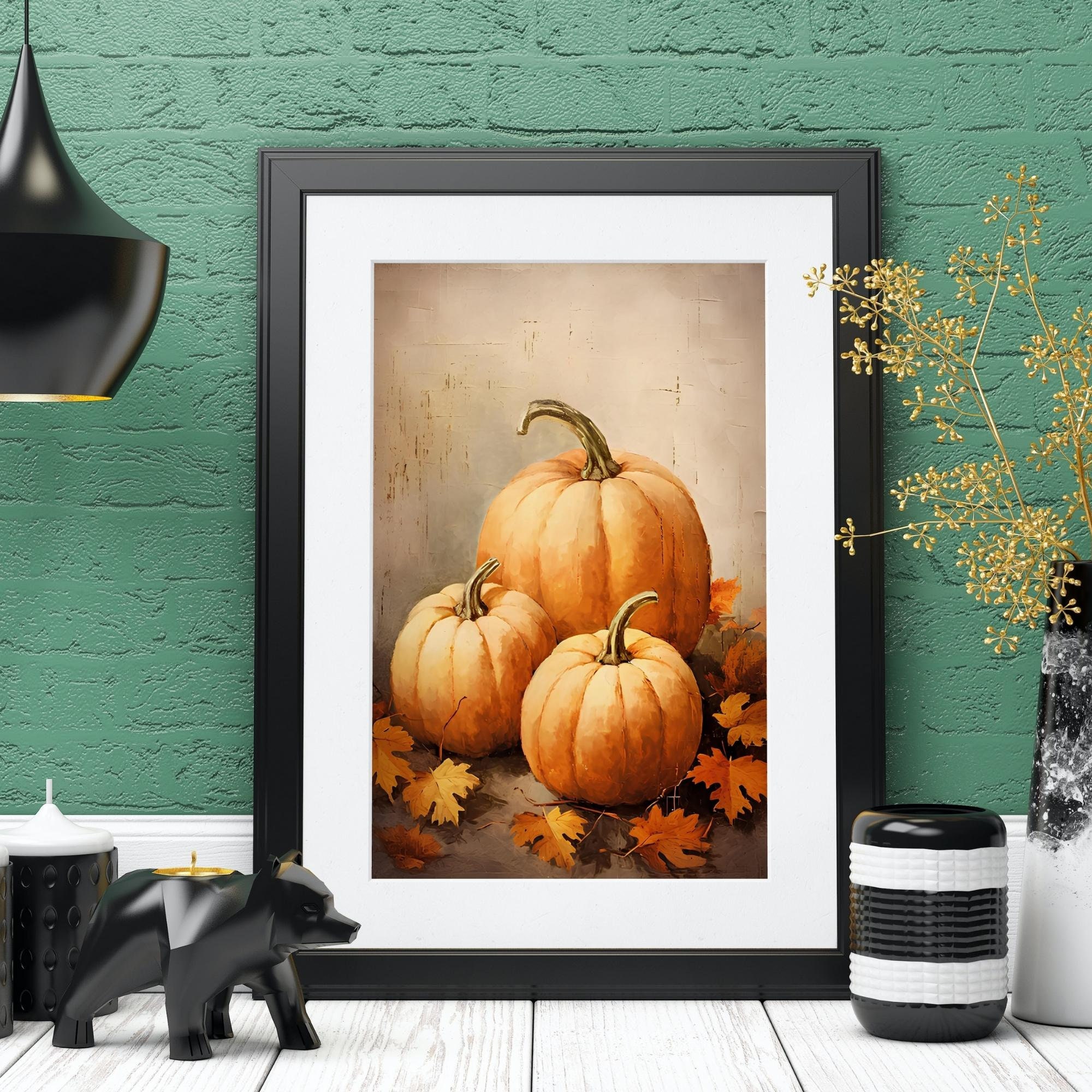 Pumpkin Fall Wall Decor Printable Pumpkin Still Life Painting Rustic ...