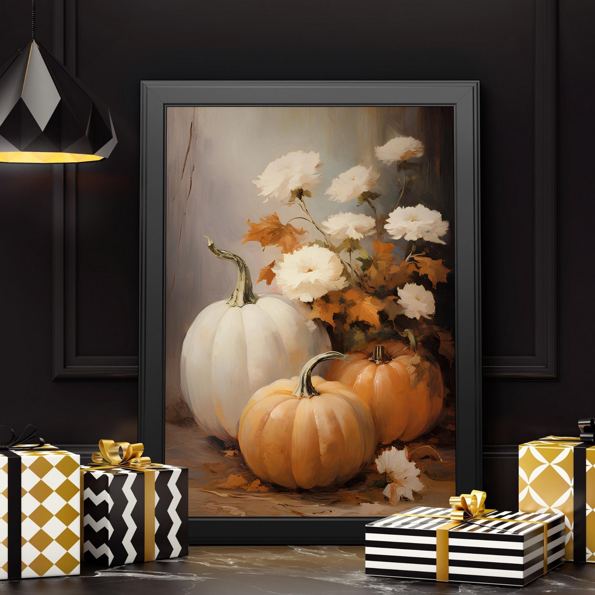 Fall Wall Decor Printable Pumpkin Still Life Painting Rustic Fall Art ...