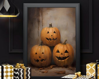 Halloween Pumpkins Digital Prints Hallloween Vintage Wall Art Spooky Pumpkins Decor Halloween Unique Gift Cute Pumpkins Art Fall Wall Decor
