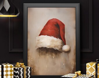 Vintage Christmas Santa Wall Decor Printable Santa Still Life Painting, Rustic Christmas Art, Printable Xmas Decor-Print,Vintage Xmas Prints