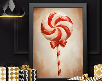 Christmas Candy Cane Wall Art,Vintage Red White Candy Prints,Christmas Wall Decor,Xmas Holiday Printable Wall Art,Rustic Christmas Prints
