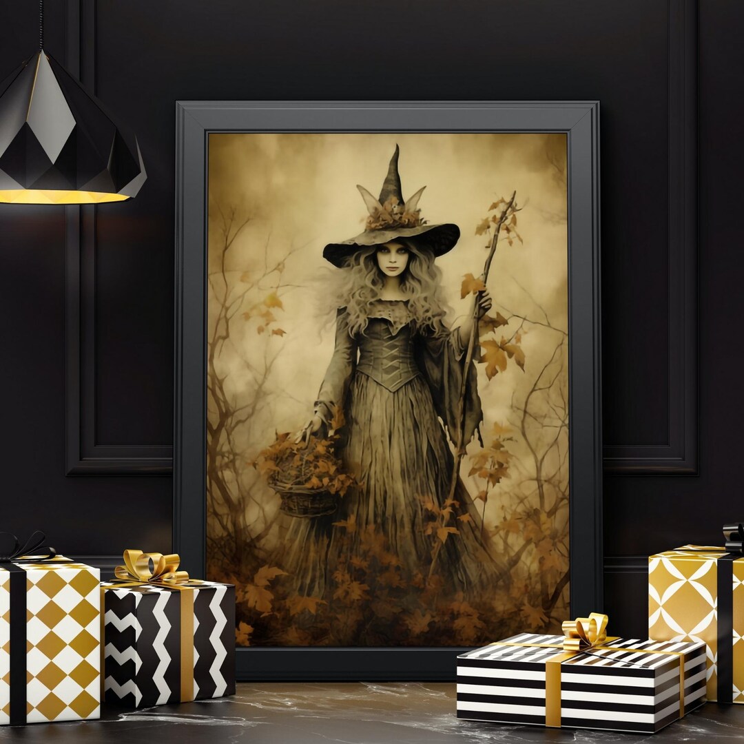 Witchy Vintage Halloween Wall Art Printable Witchy Decor Witch Vintage