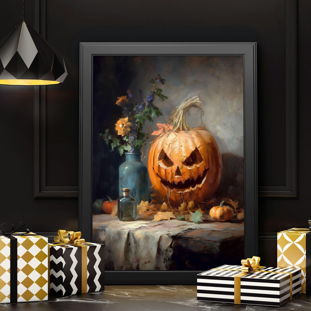 Vintage Jack O Lantern Art Halloween Wall Art Printable Pumpkin Decor ...