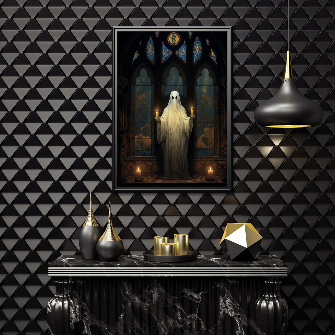 Vintage Ghostly Halloween Wall Art Printable Ghost Holding a Candle ...