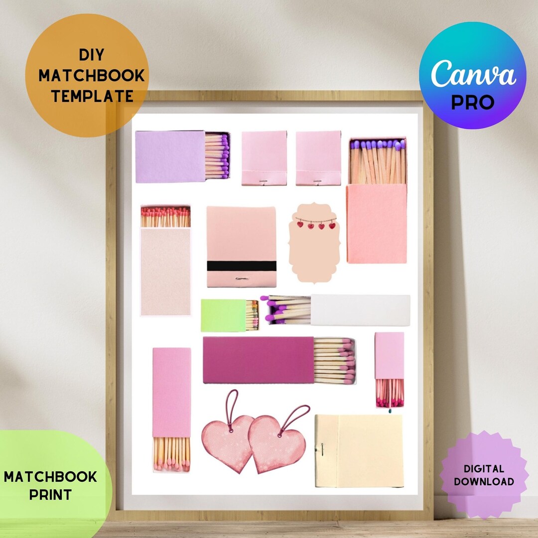 Pinterest Matchbook Example Girly Matchbook Template Poster Art,diy Matchbox Print,matchbook ...