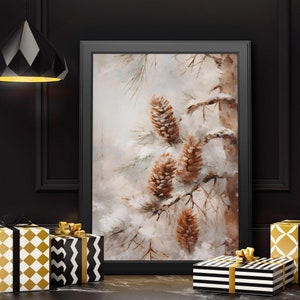 Christmas Winter Pinecones Wall Art,Pinecones Printable,Winter Holiday Art Print,Christmas Wall Decor,Xmas Holiday Art Decor,Winter Prints