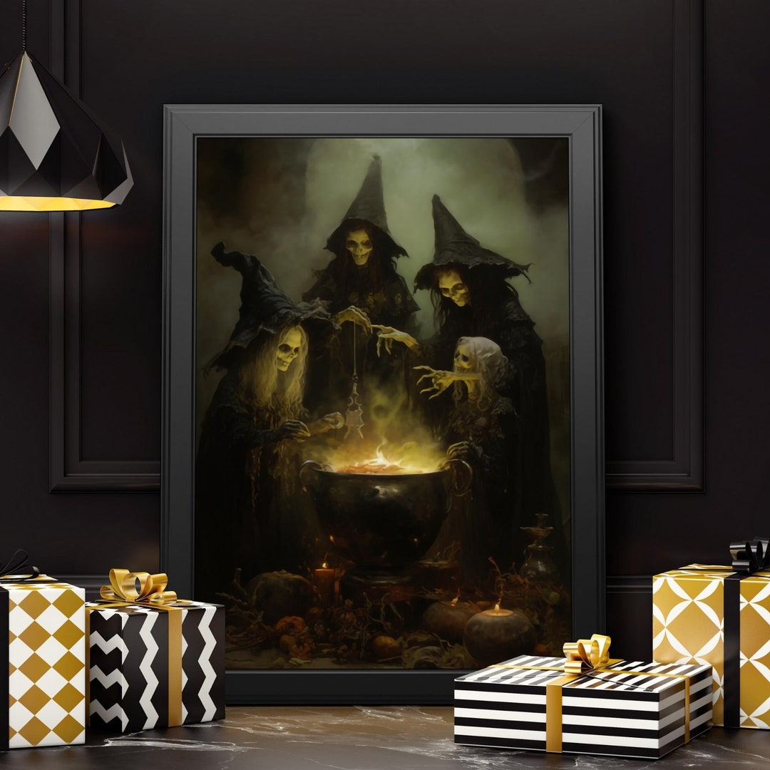 Halloween Decor Print Witchy Art Gothic Digital Vintage Witch Halloween ...