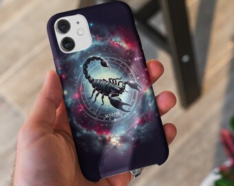 Funda estética de diseño con el signo del zodiaco Escorpio para iPhone 11, 12, 13, 14, 15, Pro Max y Plus