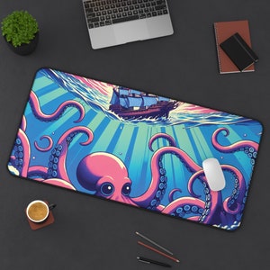 Creeping Octopus Desk Mat Ocean Voyage Mousepad Anime gaming mousepad Gamer Gift Gift for him Gift for her