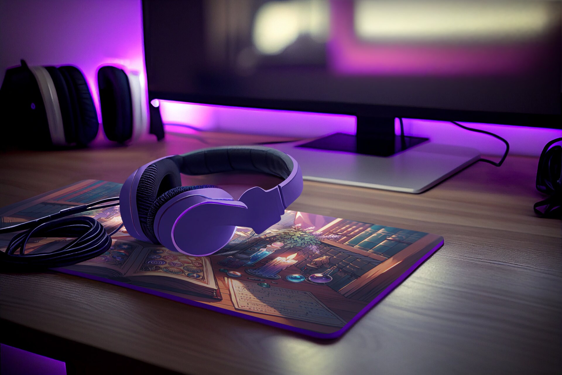 Magic Study Desk Mat Wizard Tower Mousepad Anime Gaming Mousepad Gamer ...