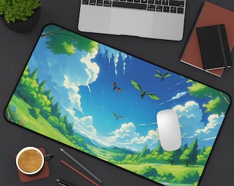 Soaring Dragons Desk Mat Sunny Meadow Mousepad Anime gaming mousepad Gamer Gift Gift for him Gift for her