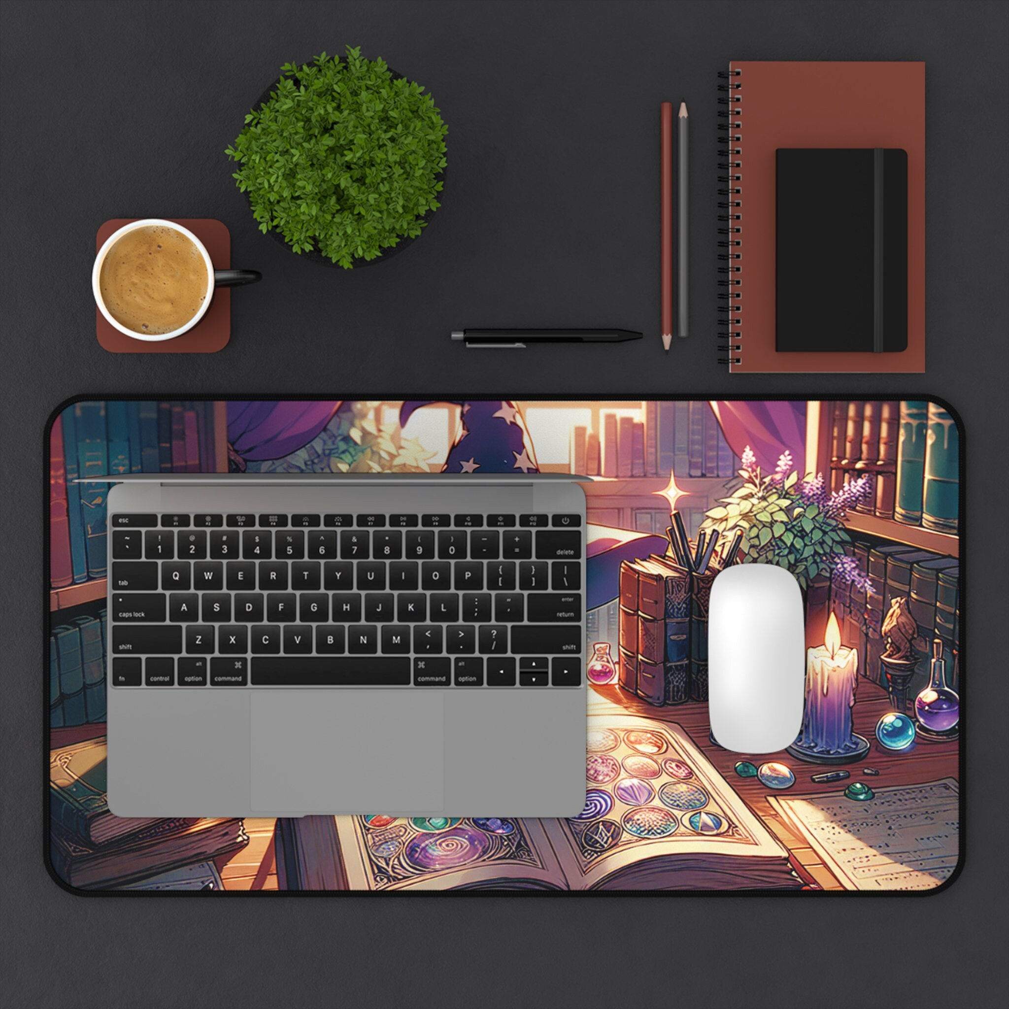 Magic Study Desk Mat Wizard Tower Mousepad Anime Gaming Mousepad Gamer ...