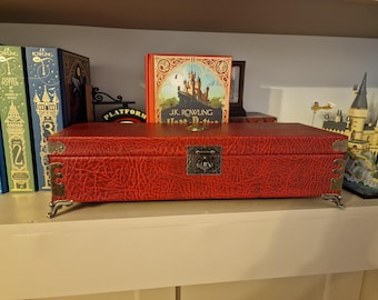 wizarding world inspired storage chest with lots of wizarding extras