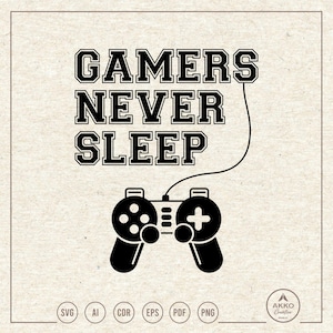 Los jugadores nunca duermen SVG PNG, camiseta de jugador, clipart, archivo de corte para plotter, silueta de Cricut