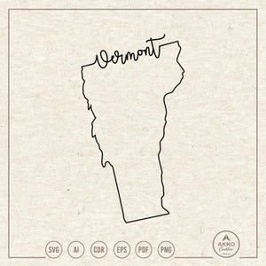 Vermont Svg Png, Vermont State Svg, Vermont Map Svg, Vermont Shirt, Vermont Hand Lettering, Clipart, Svg Cut File for Cricut and Silhouette