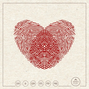 Heart Fingerprint Svg Png, Dactylogram Svg, Thumbprint Svg, True Crime Svg, Loving Svg, Love Svg, Clipart, Svg Cut File Cricut Silhouette