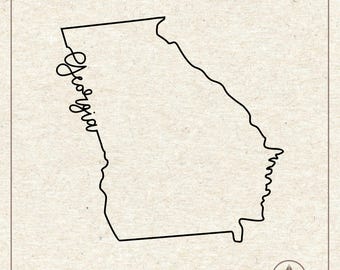 Georgia State Outline Map Svg Png, Clipart, Cricut Silhouette Plotter Cut File