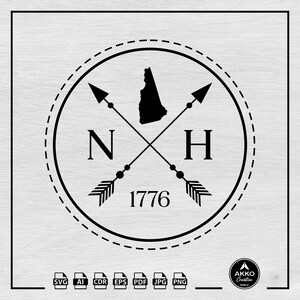 New Hampshire Svg Png, Estado de New Hampshire Svg, Ano de fundação de New Hampshire 1776 Svg, Clipart, Arquivo de corte Svg para Cricut e Silhouette