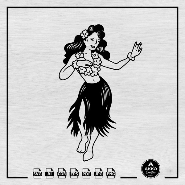 Hula Girl Svg Png, Hawaiian Girl Svg Png, Hula Dancer Girl Svg Png, Hawaiian Svg Png, Luau Svg Png, Svg Cut File for Cricut and Silhouette