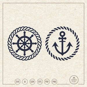 Timón de barco SVG PNG, ancla náutica, clipart, archivo de corte para Cricut y Silhouette