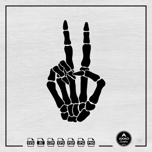 Skeleton Peace Sign Svg Png, Skeleton Victory Sign Svg, Skeleton Hands Svg, Skeleton Fingers Svg, Clipart, Svg Cut File Cricut Silhouette