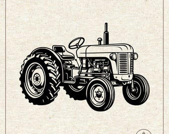 Vintage Tractor Vector Illustration Svg Png, Clipart, Cricut Silhouette Cut File