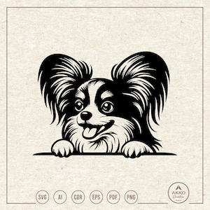 Papillon Peeking Dog Svg Png, Clipart, Cricut Silhouette Plotter Cut File