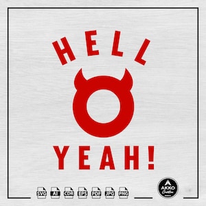 Hell Yeah! Svg Png, Zabawna koszulka Svg, Ikona diabła szatana Svg, Sarkastyczna koszulka, Rocker Svg, Halloween Svg, Svg Cut File Cricut i sylwetka