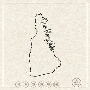 New Hampshire State Outline Map Svg Png, Clipart, Cricut Silhouette Plotter Cut File