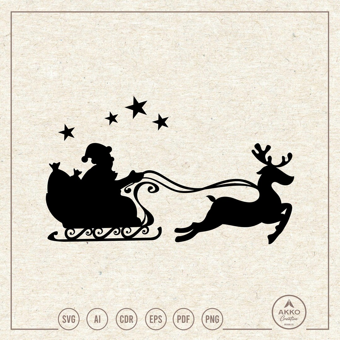 Santa's Sleigh Svg Png, Christmas Clipart, Cricut Silhouette Plotter ...