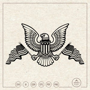 アメリカンイーグルのSVG PNG、ベクタークリップアート、クリカットシルエットカットファイル
