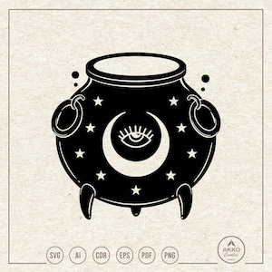 Kocioł czarownicy Svg Png, Clipart, Plik do cięcia plotera Cricut Silhouette