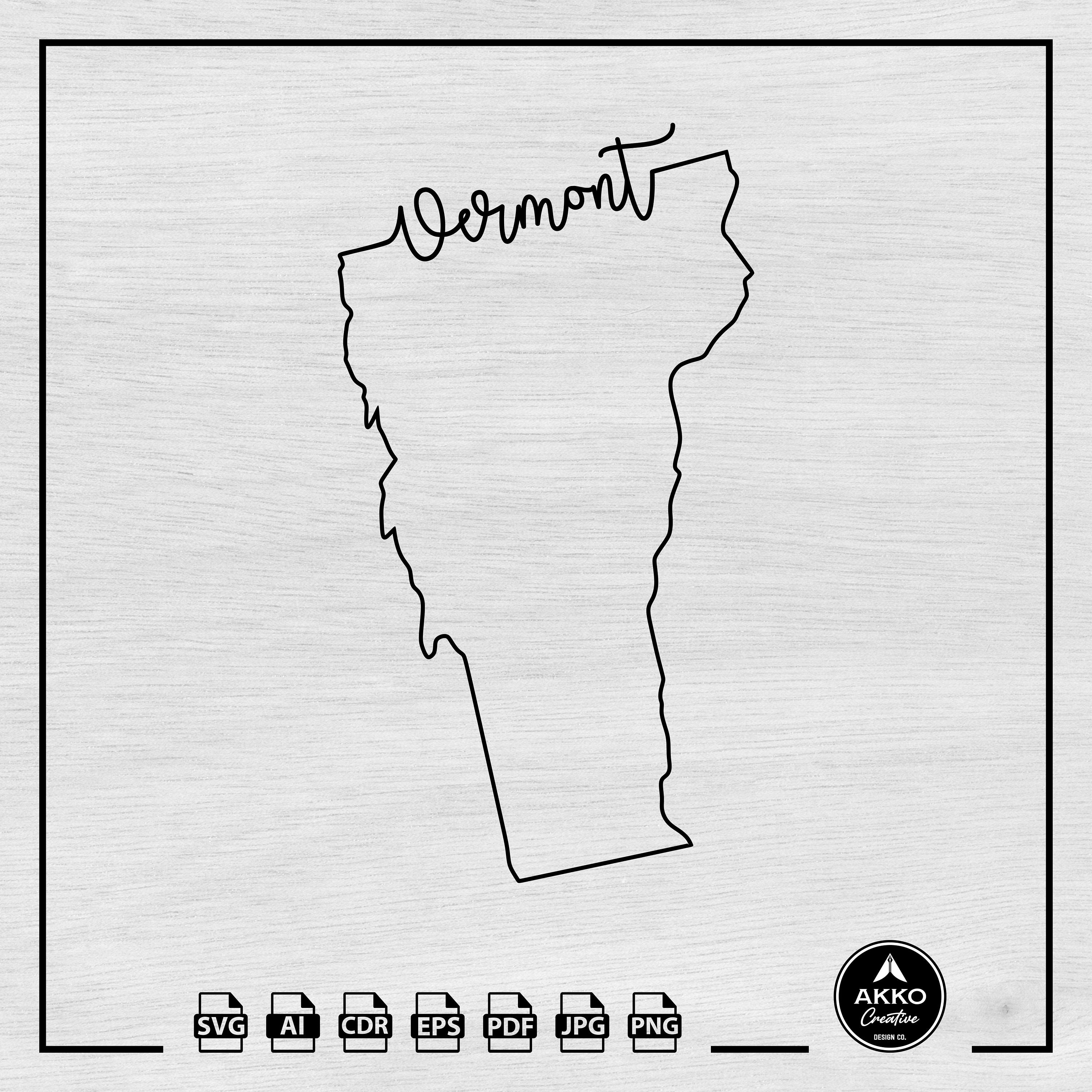 Vermont Svg Png, Outline Vermont Map Svg Png, Vermont State Svg Png ...