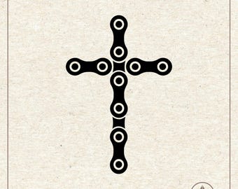 Bike Chain Christian Cross Svg Png, Biker Vector Art, Clipart, Cricut Silhouette Cut File