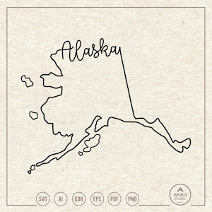 Alaska State Outline Map Svg Png, Clipart, Cricut Silhouette Plotter Cut File