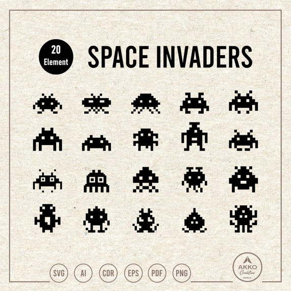 スペースインベーダーバンドルSVG PNG、ゲーマークリップアート、クリ