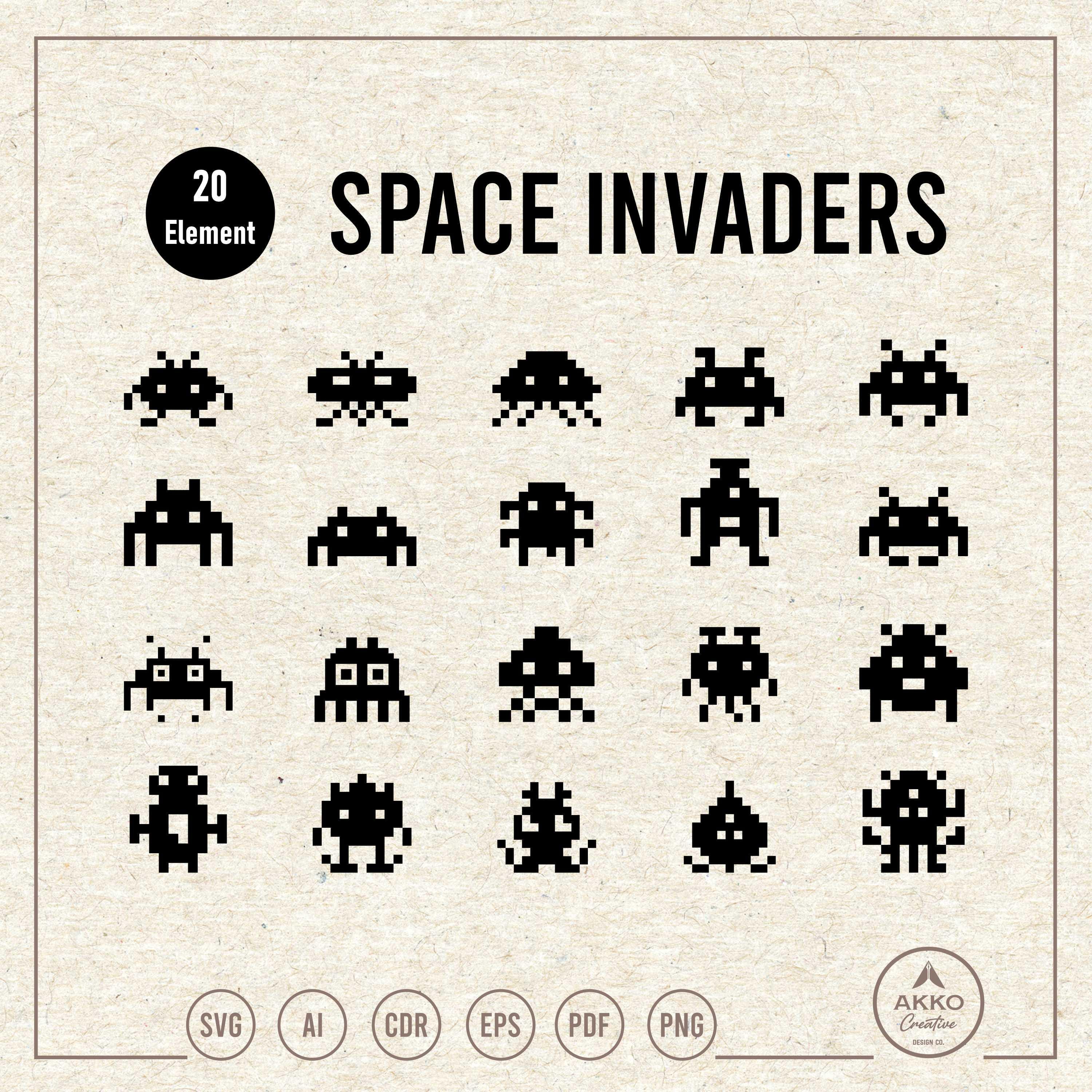 Space invaders svg - Etsy México, image size:3000x3000