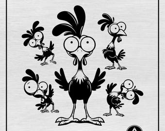 Crazy Chicken Svg Png, Rooster Svg, Chicken Lady Svg, Chicken Face Svg, Egg Svg, Chicken Clipart, Svg Cut File for Cricut and Silhouette