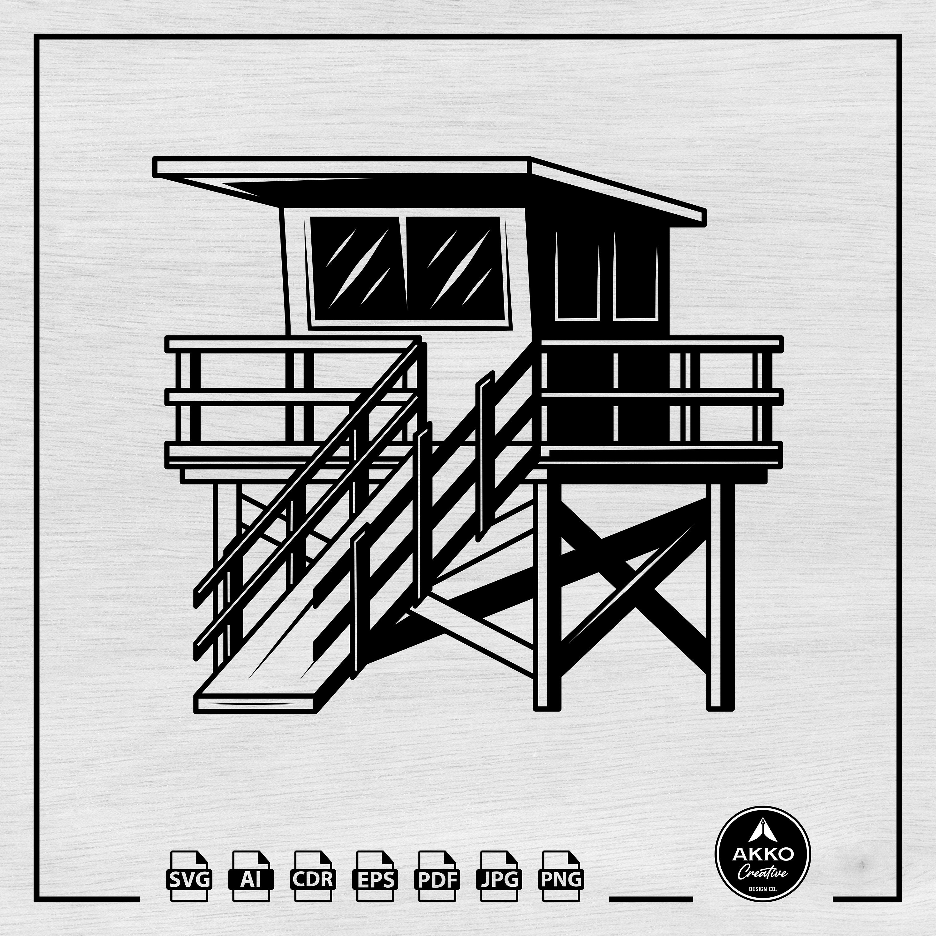 Lifeguard Tower Svg Png, Beach House Svg, Beach Hut Svg, Lifeguard Svg, Beach Club Svg, Summer Clipart, Svg Cut File for Cricut Silhouette