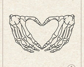 Outline Skeleton Hands Heart Svg Png, Clipart, Cricut Silhouette Plotter Cut File