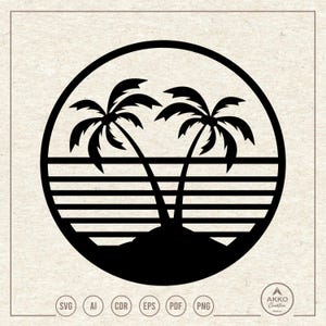 Palm Tree with Sunset Svg Png, Clipart, Cricut Silhouette Plotter Cut File