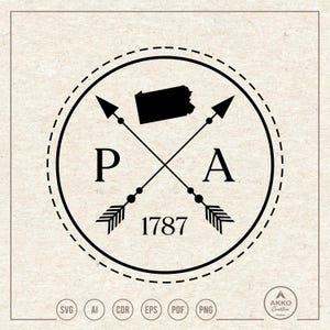 Pennsylvania Svg Png, Pennsylvania 1787 Svg, Pennsylvania State Svg, Pennsylvania Map, Established Year, Clipart, Cut File Cricut Silhouette