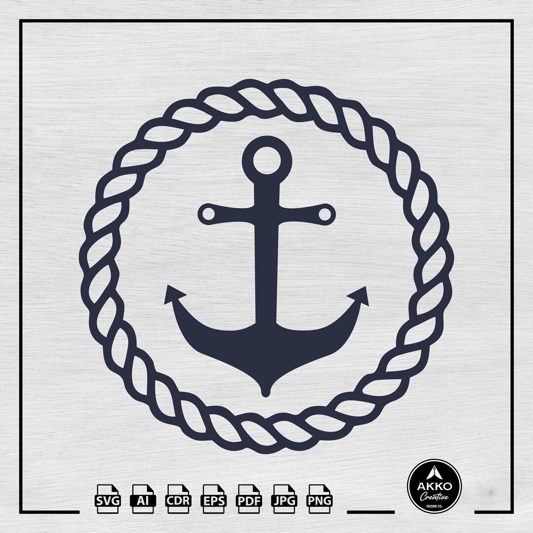 Anchor Svg Png, Rope Svg, Navy Nautical Anchor Svg, Anchor Line Svg ...