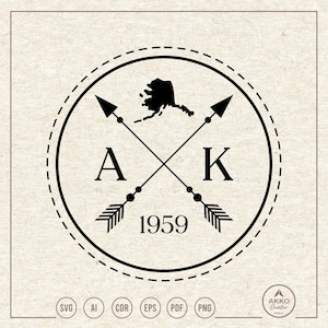 Alaska Svg Png, Alaska 1959 Svg, Alaska State Svg, Alaska Map Svg, Alaska Shirt, Established Year, Clipart, Svg Cut File Cricut Silhouette