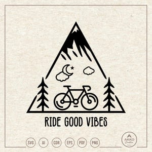 Ride Good Vibes Svg Png, Bicycle Shirt, Cycling in Nature, Bike Clipart, Cut File