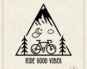 Ride Good Vibes Svg Png, Bicycle Shirt, Cycling in Nature, Bike Clipart, Cut File