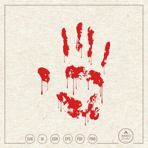 Huella de mano ensangrentada SVG PNG, clipart, archivo de corte para plotter Cricut Silhouette